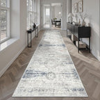 Soalmost Runner Rug 2x10 Washable Hallway Kitchen Runners Blue/Ivory | Non-Slip by Soalmost