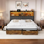 LARMACE King Bed Frame with 6 Storage Drawers, Bed Frame King Size with Linen - Image 9