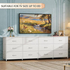 WLIVE 75.5'' White Dresser for Bedroom, TV Stand for 85, 65 Inch TV, 12 Drawer - Image 2