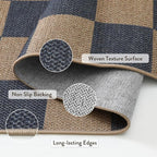 Lahome Checkered Easy Jute 3x5 Outdoor Rug, Washable Rugs - Image 5