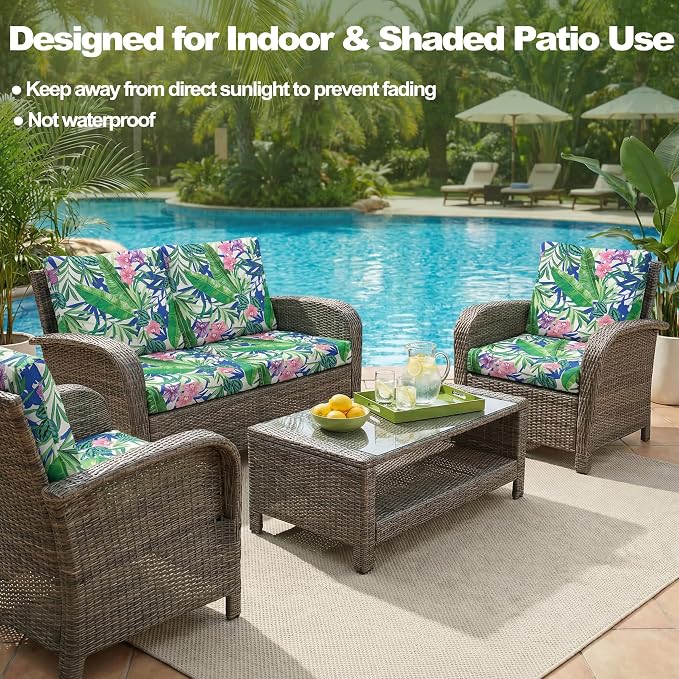 CALBODE 14 Pcs Stretch Sofa Chair Seat Cushion Covers, Tropical Plant | Washable - Image 5