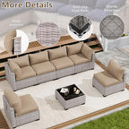 LOUVIXA 7 Piece Outdoor Patio Furniture Set, Outdoor Sectional Sofa, Wicker - Image 4