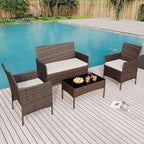 GarveeLife 4-Piece Patio Furniture Set, Rattan Outdoor Furniture - Image 8