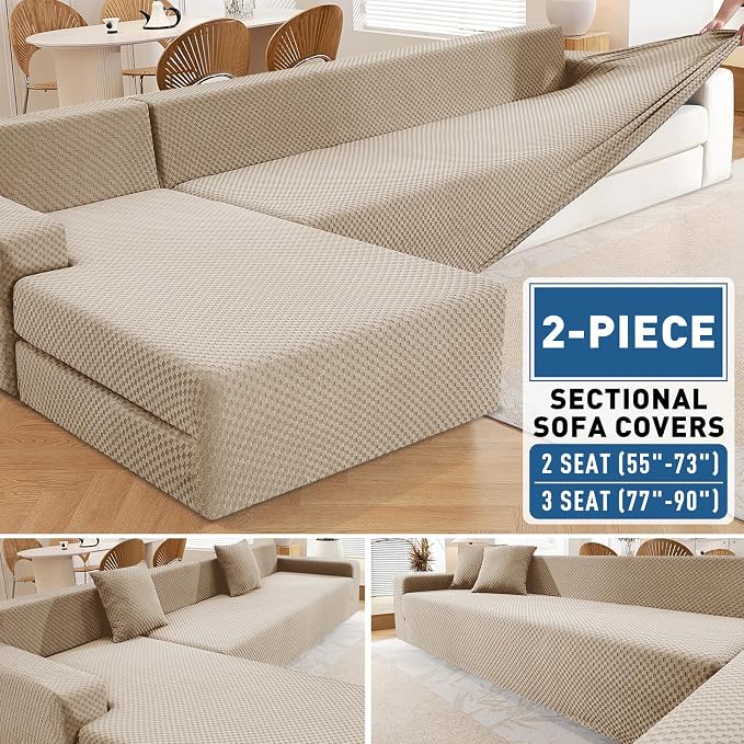 ZNSAYOTX Sectional Couch Covers, Stretch Jacquard Slipcovers - Image 2