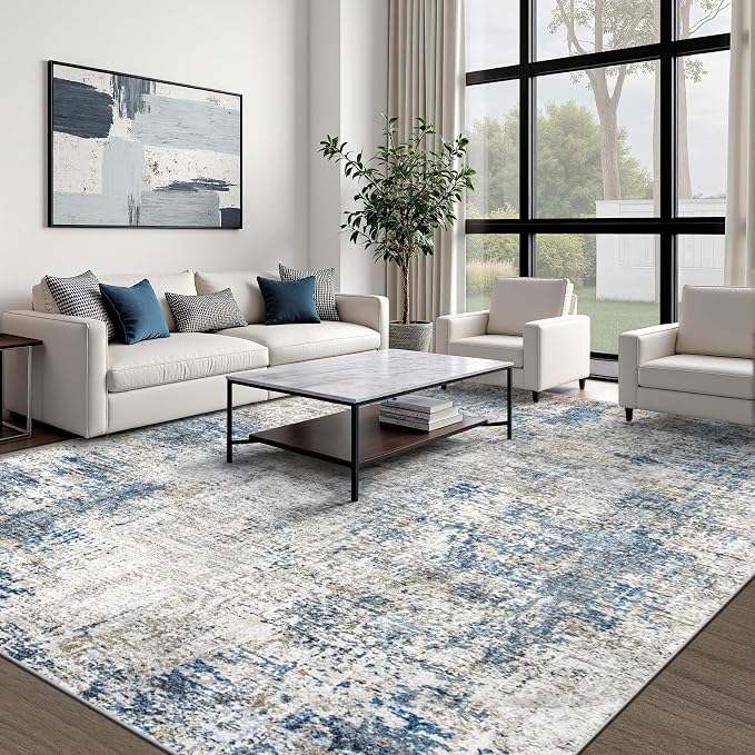 pmtsns Area Rugs 9x12 for Living Room: Washable Rug Modern Abstract Neutral - Image 2