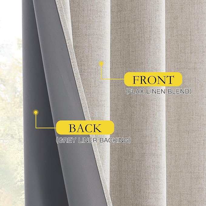 NICETOWN Brich Vintage Open Linen Weave Flax Thermal Curtains, 100% Blackout - Image 8