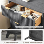 T4TREAM Fluted 3 Drawers Nightstand, Oversized Extra Large Modern Side Table - Image 6