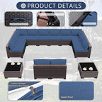 Outdoor Patio Furniture Set, 14 Pieces Outdoor Sectional Furniture Patio Sofa - Image 4
