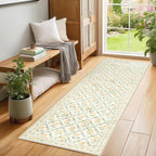 PLHXFR 2.6x8 Washable Runner Rug：Floral Indoor Kitchen Carpet Beige Multi | - Image 3