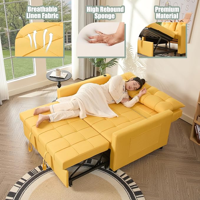 GOSUHI 52" Sleeper Sofa with Pull-Out Bed, 3-in-1 Convertible Sofa Bed - Image 6