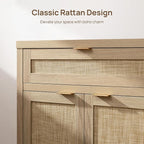 SICOTAS Sideboard Buffet Storage Cabinet Set of 2, Rattan Credenza Buffet Table - Image 5