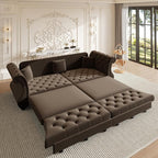 97.6" Oversized Pull Out Sofa Bed, Chesterfield Velvet Sleeper Sofa Couch by Unknown
