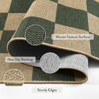 Lahome Checkered Easy Jute Kitchen Runner Rug, 2x8 Outdoor Rugs Washable | - Image 3