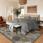 Lahome Moroccan 9x12 Rug for Living Room, Soft Washable Grey Bedroom Rug | - Image 4