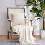 GIGIZAZA Velvet Pillow Covers 22x22 Decorative Pillows Pack of 2 Ivory | Beige - Image 6