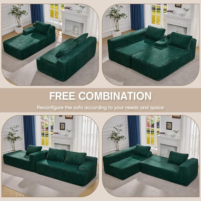 Hobestluk Modular Sectional Sofa Couches L-Shape Couch 3 Seat Modular Sofa - Image 5