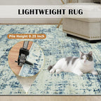 9x12 Washable Area Rug for Living Room Bedroom: Non-Slip Modern Blue Gray | - Image 6