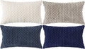 Set of 4 Navy White Taupe Decorative Throw Pillow Covers 12x20 Inch Corduroy by Cozoomy