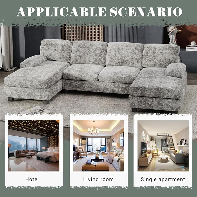Furniwell Convertible Sectional Sofa Couch, 4 Seat Sofa Set - Image 7