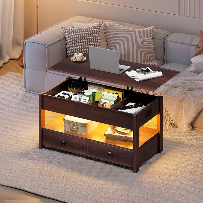 WLIVE Coffee Table, Lift Top Coffee Table - Image 2