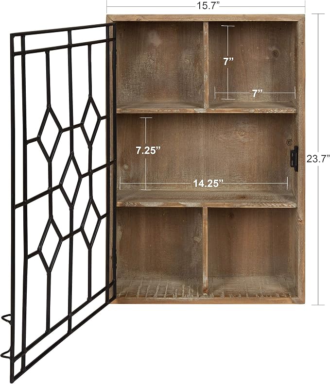 Kate and Laurel Megara Decorative Wooden Wall Hanging Curio Cabinet - Image 3