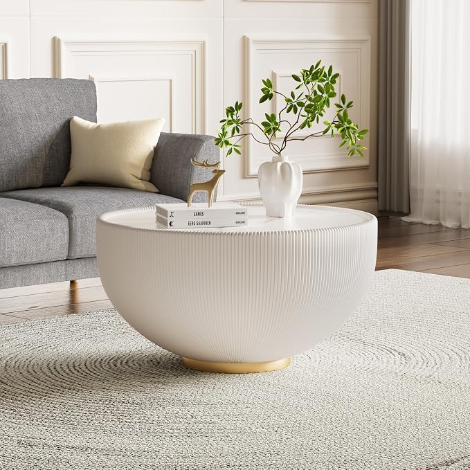 Round Marble Coffee Table Set of 2, 2 Piece White Coffee Table and End Table - Image 4