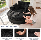 MAXYOYO L Shape Sectional Sofa Couch and Round Chaise Lounge, Modern Cloud Couch - Image 7