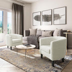BELLEZE Accent Barrel Chair, Linen Round Chair Club Tub Sofa Corner Chair - Image 5