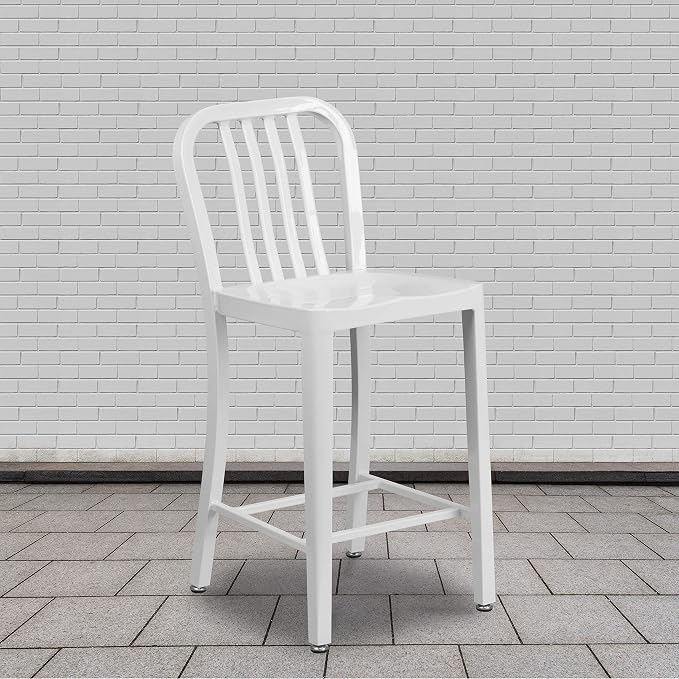 Flash Furniture Gael Commercial Grade 2 Pack 24" High White Metal - Image 2