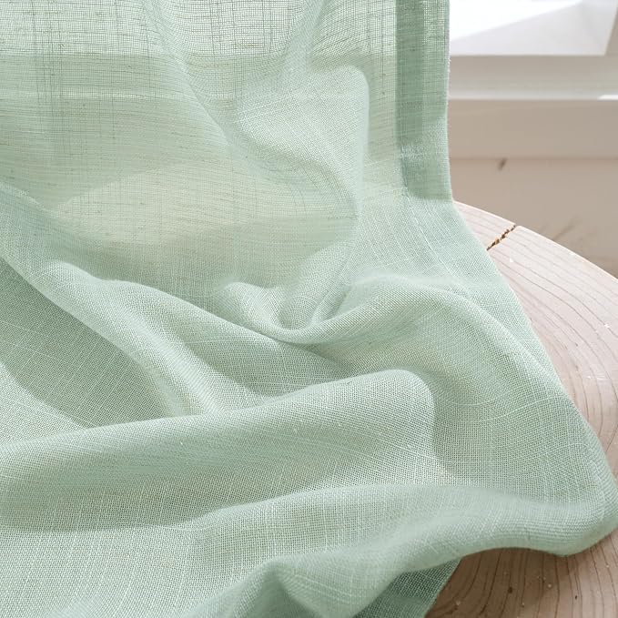 BGment Light Green Linen Curtains 40 Inches Long - Image 8