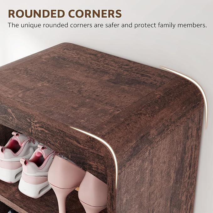 Shoe Cabinet with Bench, U-Shaped Shoe Storage Bench, Tall Shoes Cabinet with - Image 7