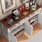 knoworld Buffet Sideboard with Storage with Power Outlets & LED Light 4 Doors - Image 7