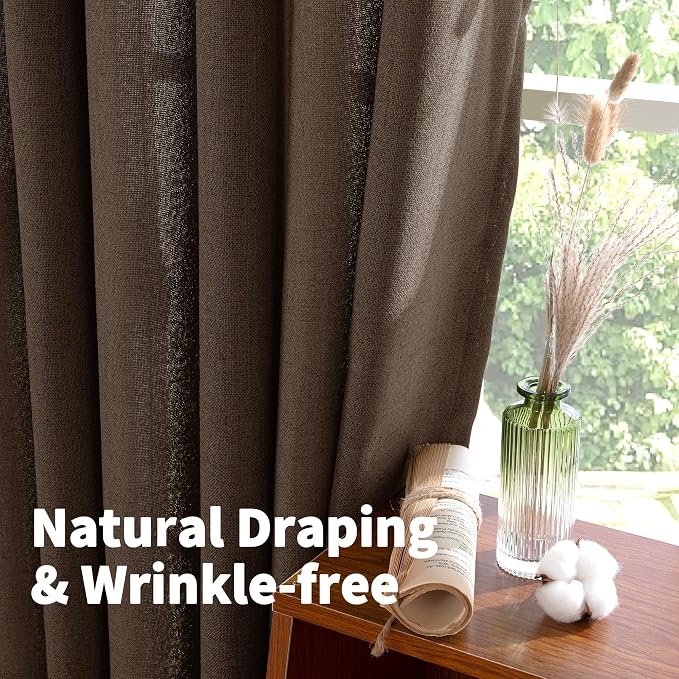 YoungsTex Brown Linen Curtains 95 Inches Long 2 Panels - Image 7