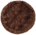 3ft Small Round Brown Rug, Thick Furry Fluffy Carpet - Image 3