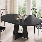 43''–59'' Extendable Dining Table, Round Kitchen Dining Room Dinner Table - Image 3