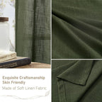 Olive Green Semi Sheer Linen Curtains 60 Inch, Light Filtering Panels | Window - Image 6