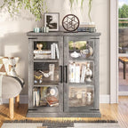 BELLEZE Storage Cabinet with Shelves and Glass Doors - Image 3