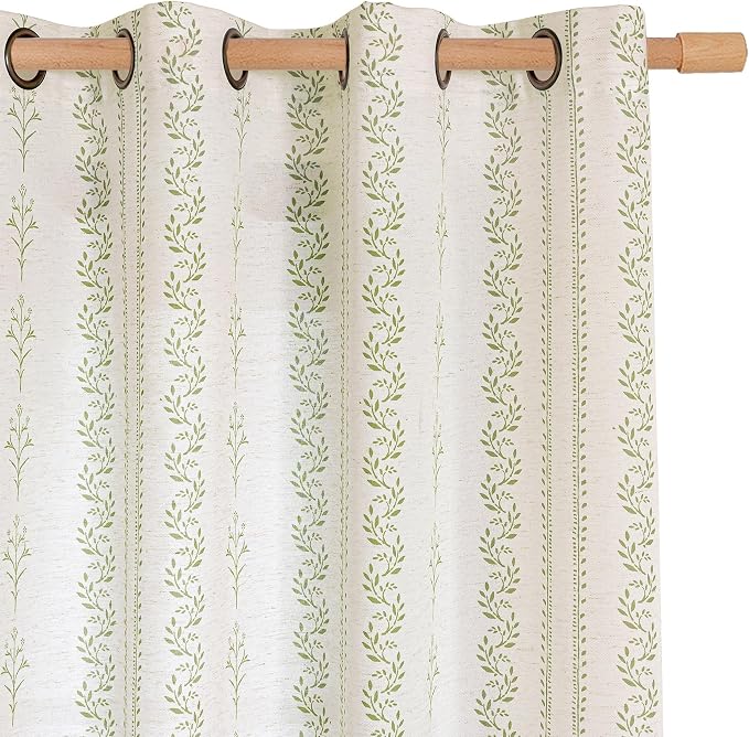 BGment Sage Green Curtains Spring Leaf Floral Print Cottage Core Botanical by BGment