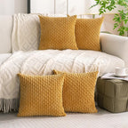 Set of 4 Mustard Yellow Decorative Throw Pillow Covers 20x20 Inch Corduroy - Image 9