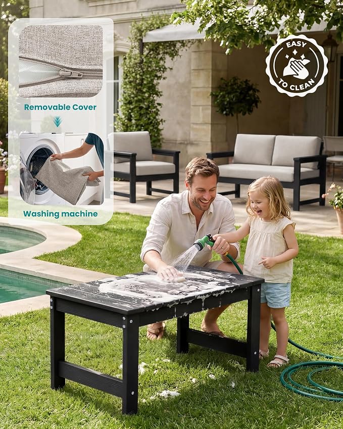 SERWALL 4 Pieces HDPE Outdoor Sofa Set - Image 6