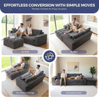MAXYOYO L Shape Sectional Sofa Couch and Round Chaise Lounge, Modern Cloud Couch - Image 4