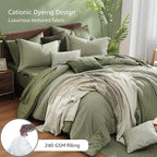 Monbix Full Size Comforter Set, Sage Green Bedding Comforter - Image 3