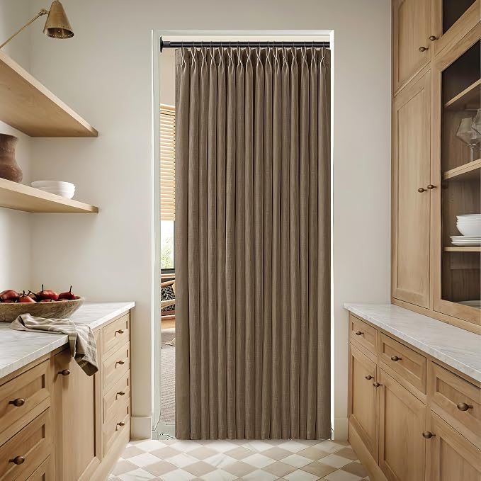 72 Inch Thick Linen Dutch Cocoa Semi Sheer Pinch Pleated Curtains 2 Panels | - Image 7