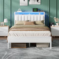 Furnulem White Full Size Bed Frame by Furnulem