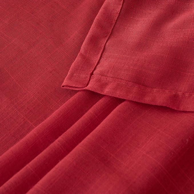 BGment Red Linen Cafe Curtains 36 Inch Length, Small Half Drapes Semi Sheer - Image 8