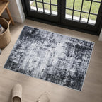 2x3 Washable Entryway Rug: Modern Abstract Soft Carpet Dark Black | by FXRHLP