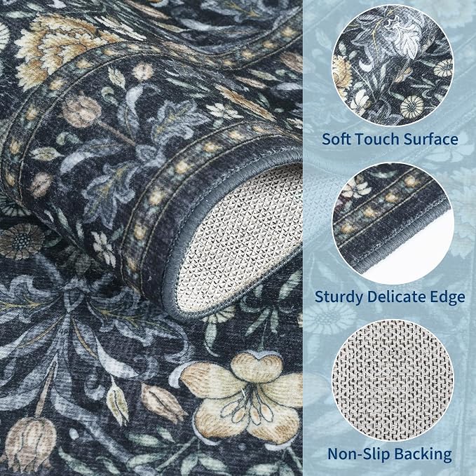GarveeHome Area Rugs 8x10 for Living Room, Floral Large Washable Rug Soft Non - Image 4