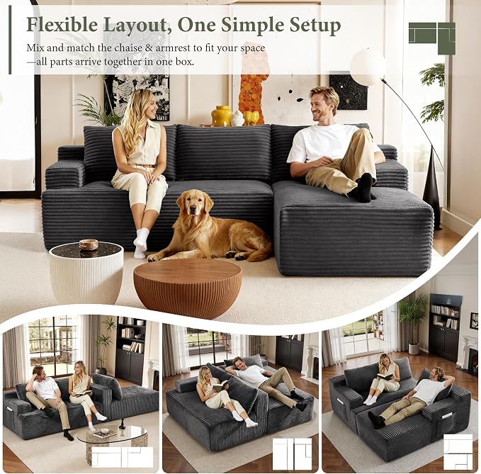 96" Sectional Couches for Living Room Cloud Couch Sofa - Image 7