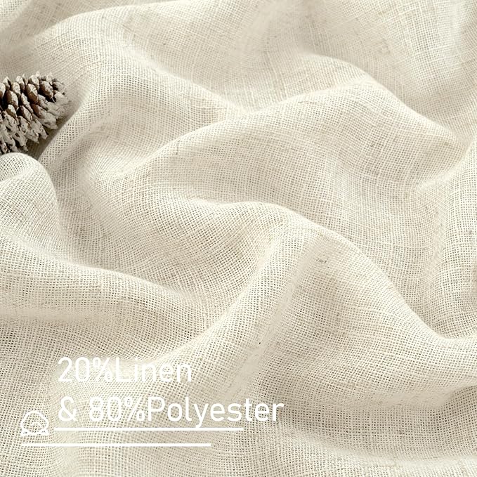 Natural Linen Blended Curtains for Living Room 120 Inch Semi Sheer | Light - Image 3