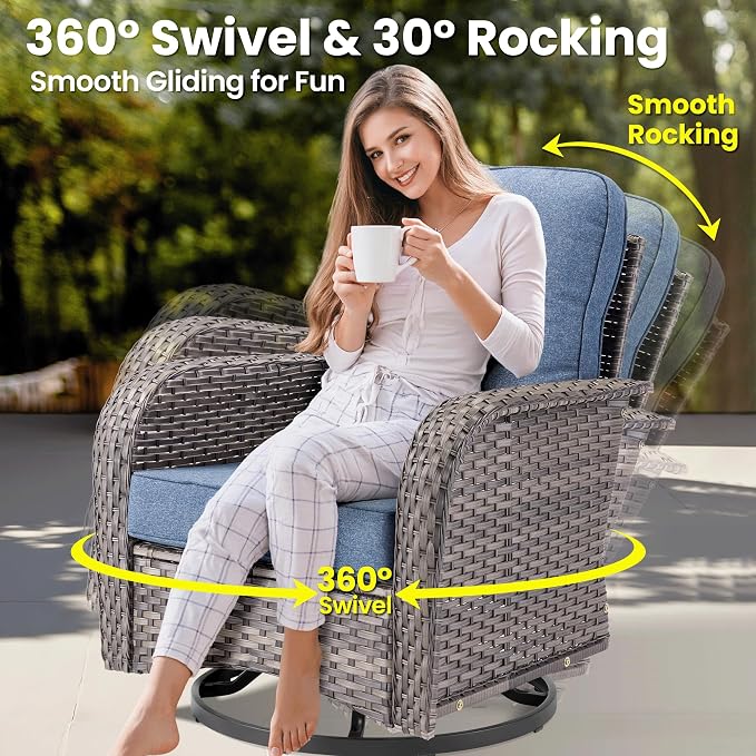 ovios 9 Pieces Patio Furniture Set, Outdoor Wicker Sofa Couch - Image 2